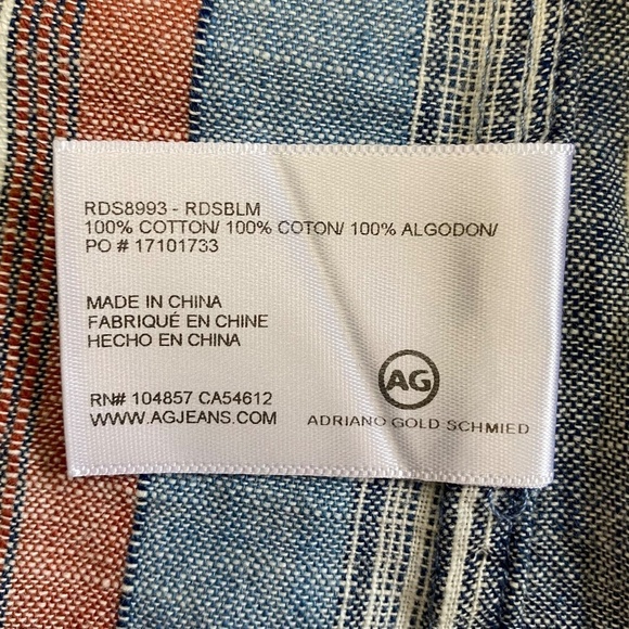 AG Cynthia Tie Front Tank, Striped, Blue Fig Multi, Small NWT - Picture 13 of 14